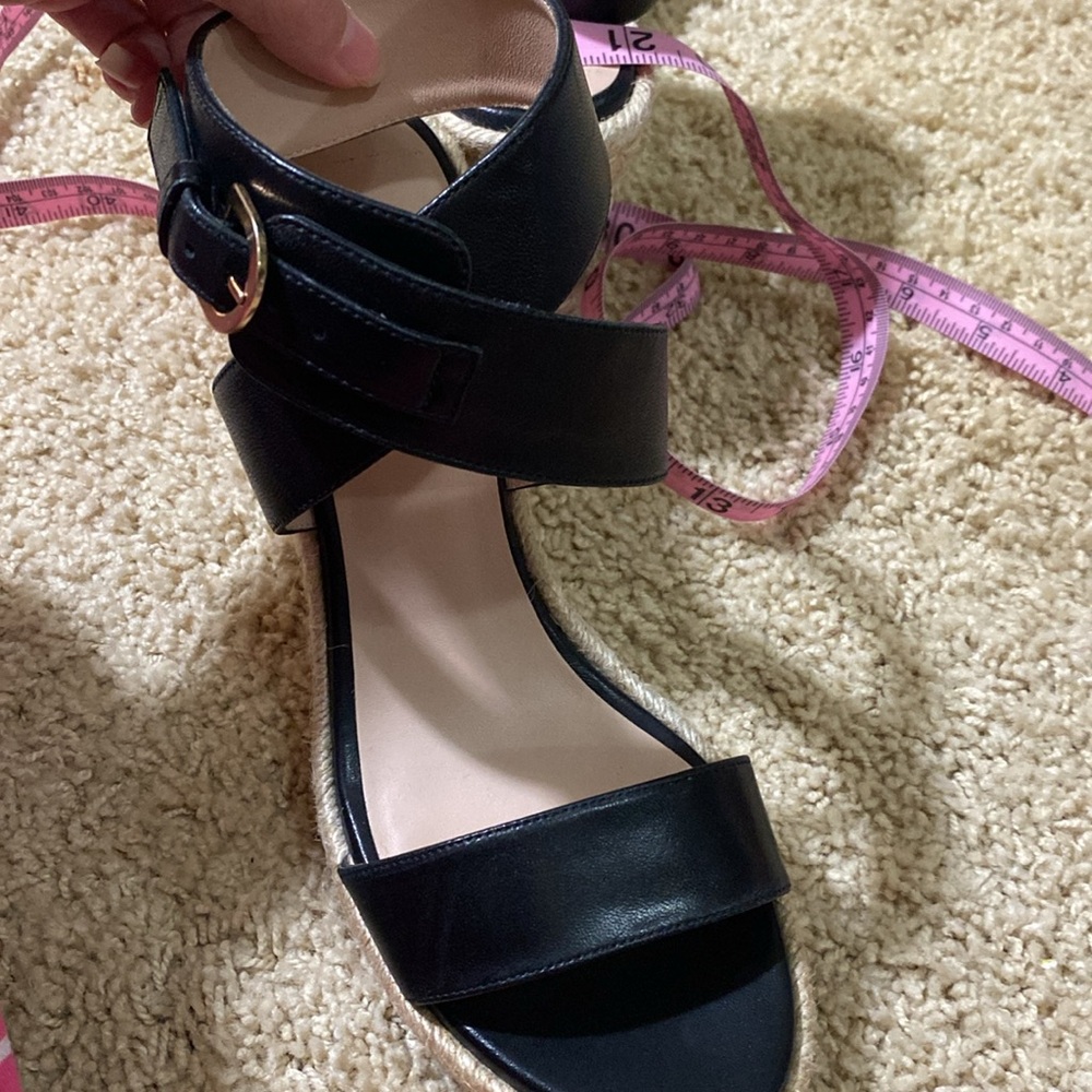 Stuart Weitzman brand NEW strappy straw wedges black sandals size 7 - Picture 11 of 11